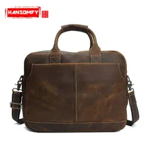 Ретро Мужская сумка на плечо из кожи crazy horse, портативная Мужская сумка из натуральной кожи, мужской портфель, сумка через плечо, сумка для ноутбука