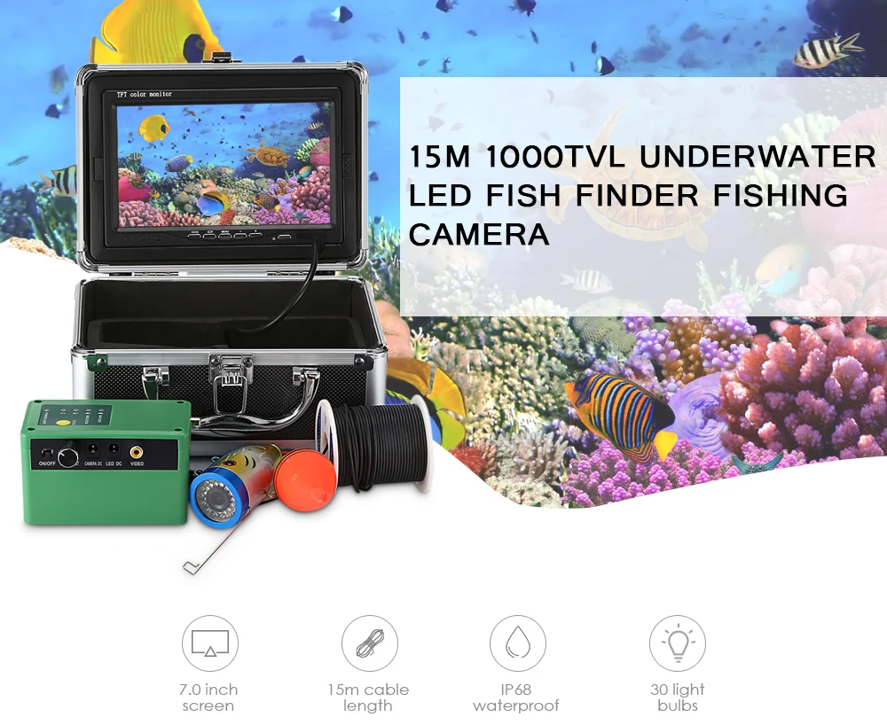 

Outlife 1000TVL Fish Finder Underwater Fish Finder 7.0 Inch Display Professional Fishing Camera 15 Infrared Bulbs 15 White LEDs