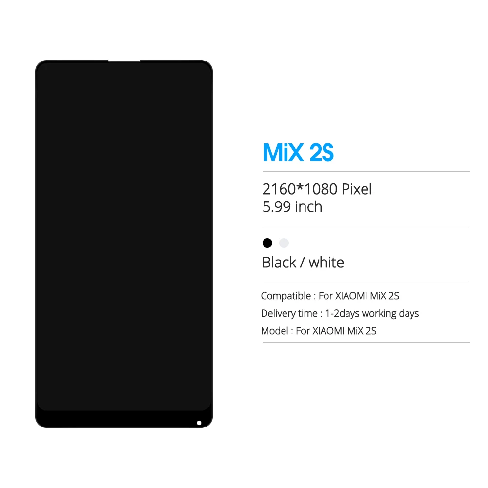 5,9" полноэкранный дисплей для Xiaomi Mi Mix 2S сменный сенсорный ЖК-экран для Xiaomi Mi x 2S ЖК-дисплей черный/белый