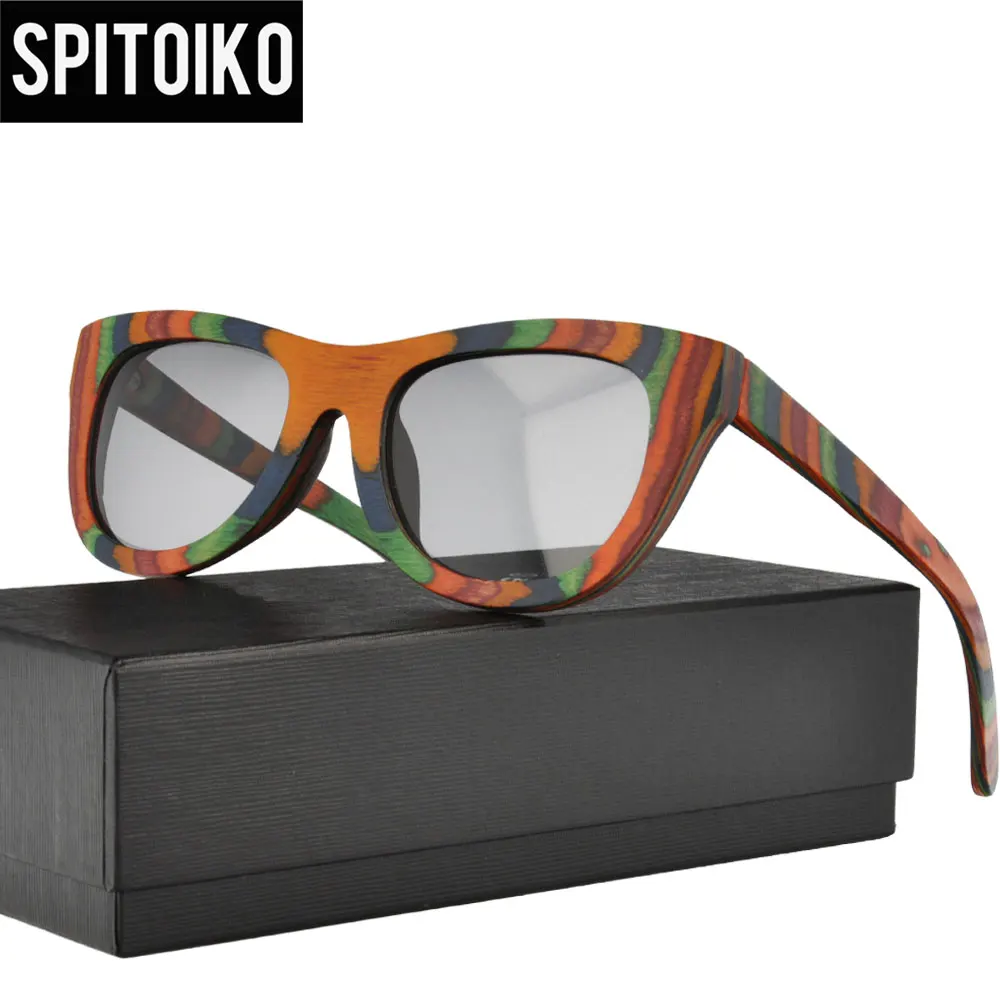 

SPITOIKO Wooden Cateye Polarized Lens Sunglasses For Women Men Sun Glasses UV400 BV1002