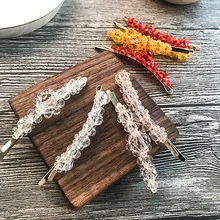 1 ПК заколки для девочек красивые сандалии с бусинами шпилька темперамент цветок челка зажим для боковой зажим супер фея с украшением в виде кристаллов G0404