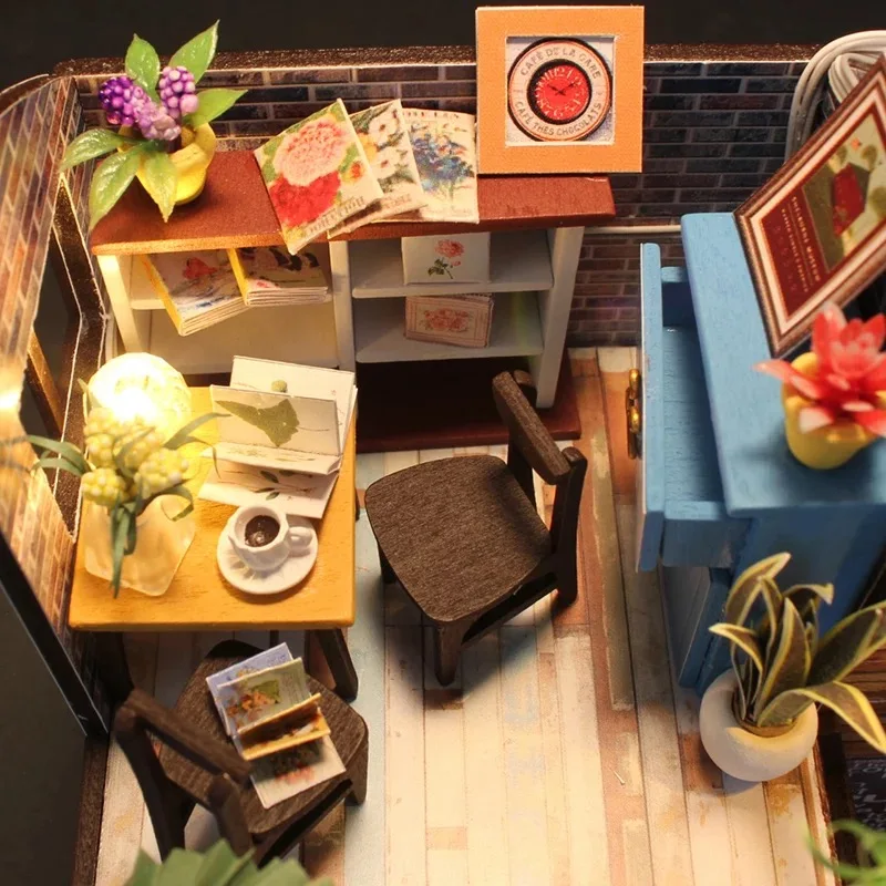 Рождественские подарки Миниатюрная игрушка-головоломка Diy Кукольный дом модель деревянная мебель строительные блоки игрушки подарки на день рождения COFEE House TIMES