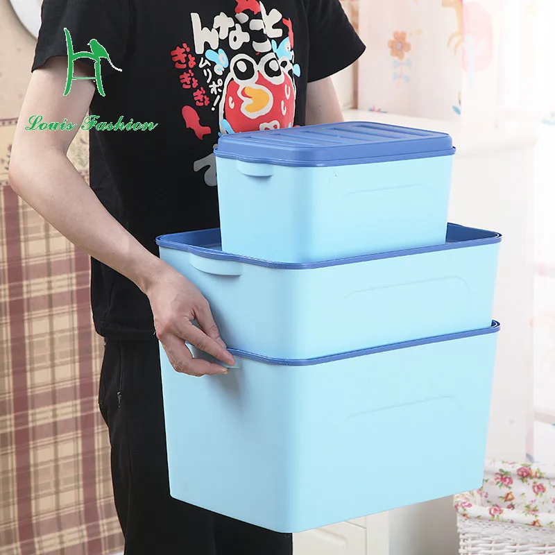 Creative large storage box clothing finishing box has covered plastic
