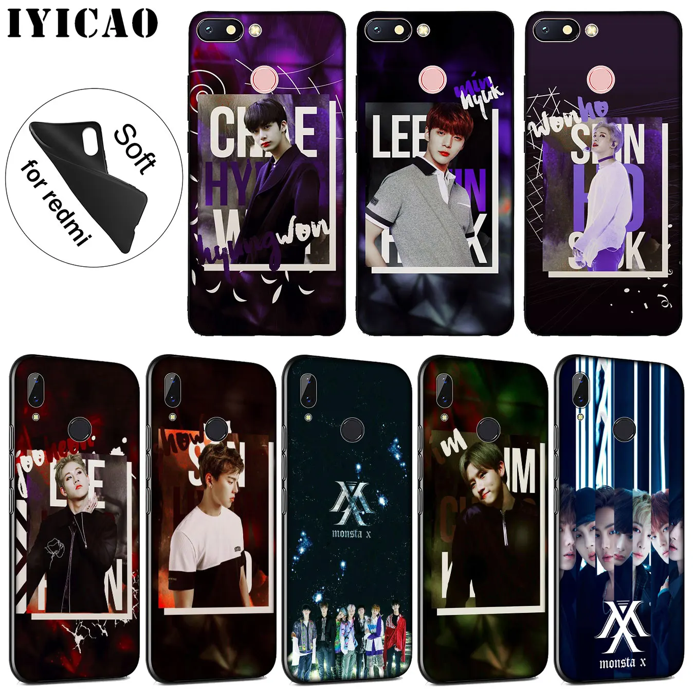 IYICAO Monsta X KPOP Boy Group Лучший Мягкий силиконовый чехол для Xiaomi Redmi K20 8A 7A 6A 5A S2 4X 4A GO Note 8 7 5