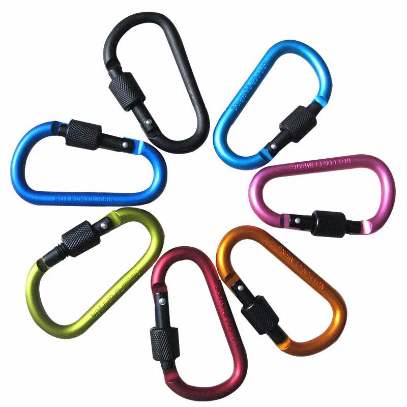Buy Wholesale China Aluminum D Ring Key Rings Hiking Clips Locking  Carabiner For Hiking Camping Fishing And Outdoor Use,clips With Screw Gate  & Carabiner at USD 1.29