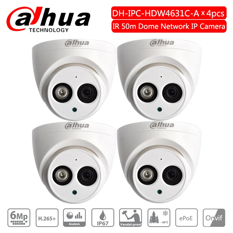 Оригинальный Dahua IPC-HDW4631C-A металлический корпус 6MP Встроенный микрофон POE IR 50m IP67 IK10