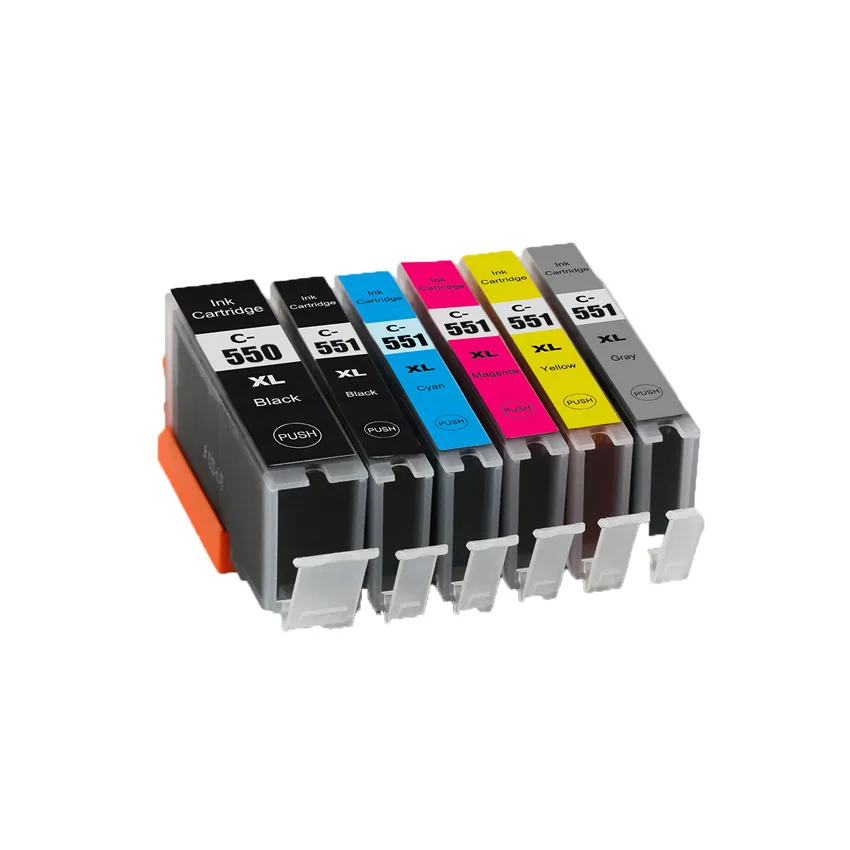 6 чернил PGI 550 BK/CLI 551 BK/C/M/Y/GY 6 цветов Совместимый картридж для canon PIXMA MG6350 MG7150 IP8750 принтер полные чернила - Цвет: 1 x PGBK BK GY C M Y