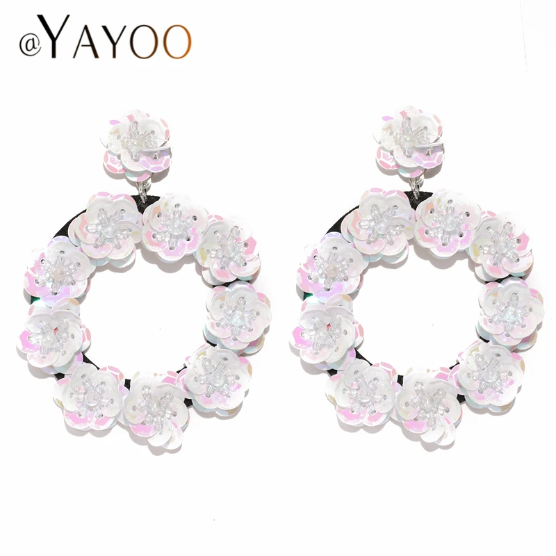 AYAYOO Модные женские серьги с цветком богемные длинные Этнические имитацией