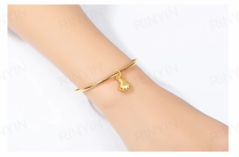 Rinyin 999 золотой кулон Цепочки и ожерелья 3D Жесткий чистого золота 24 К желтого золота ног браслет DIY