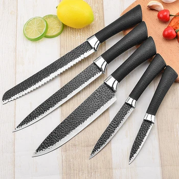 

5Pcs Stainless Steel Kitchen Knives Set Fruit Vegetable Paring Slicer Meat Slicing Cleaver Cake Bread Cutter Utility Chef Knife