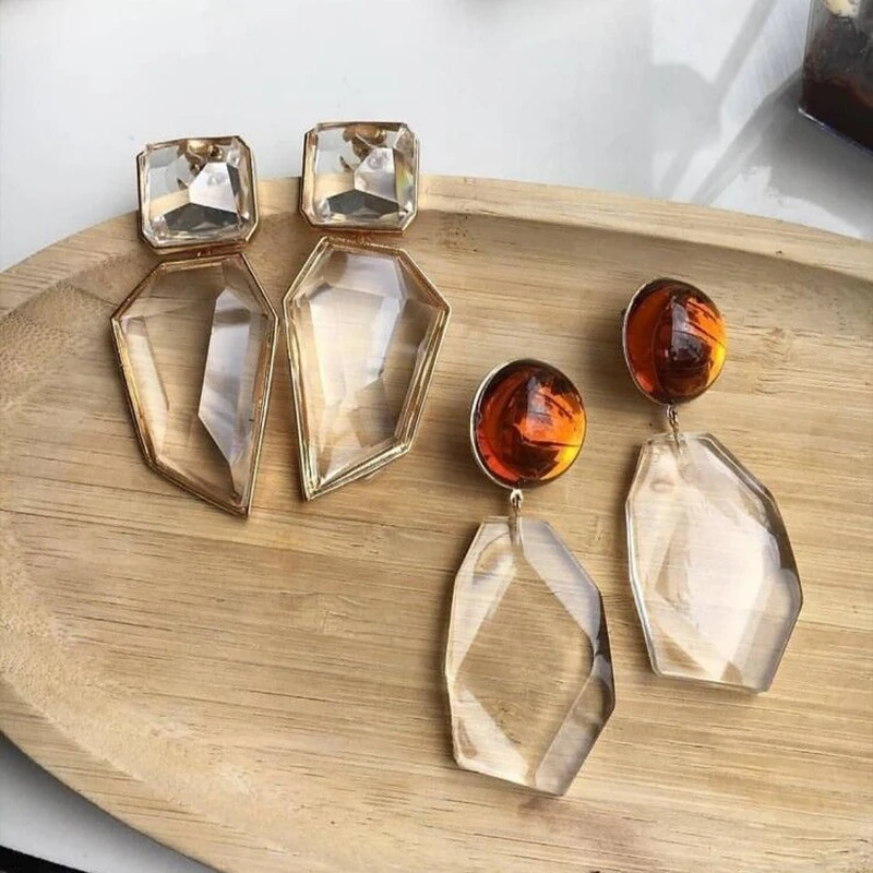 

New ZA Charm Big Resin Colorful Drop Dangle Earrings For Women Geometric Wedding Party Christmas Gifts Bohemian Jewelry