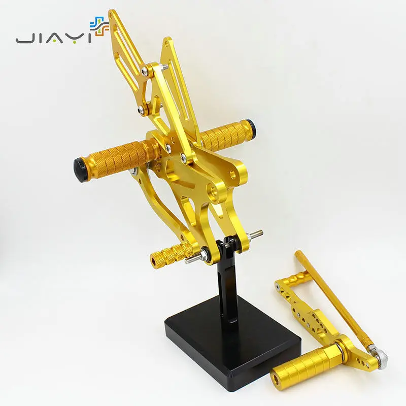 С ЧПУ заготовки мото Регулируемая Rearset подножки педали отдых сзади Комплект Гонки Для Yamaha 1000 YZF R1 2009- 10 12 13 золото
