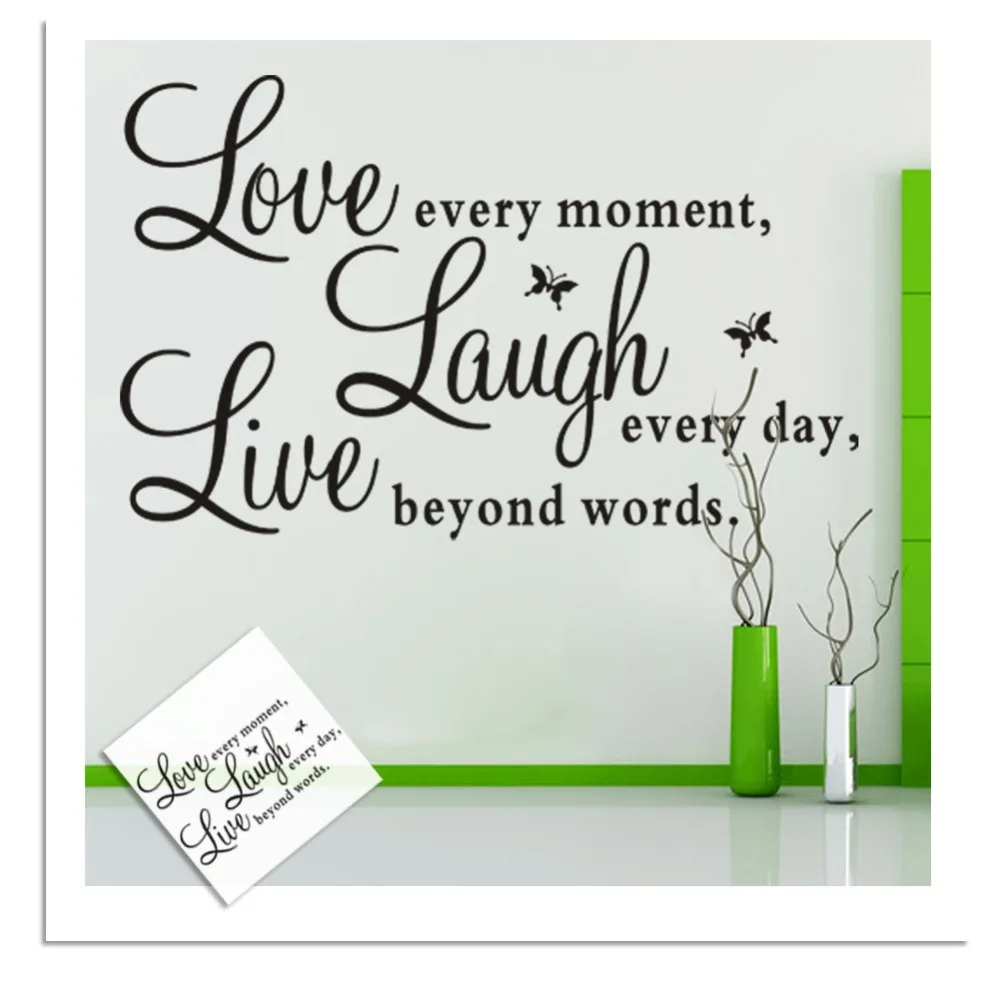 Sales-Promotion Live Love Laugh Letters Transprent Waterproof Vinyl Wall Quotes DecalPVC Home Decor Stickers | Дом и сад