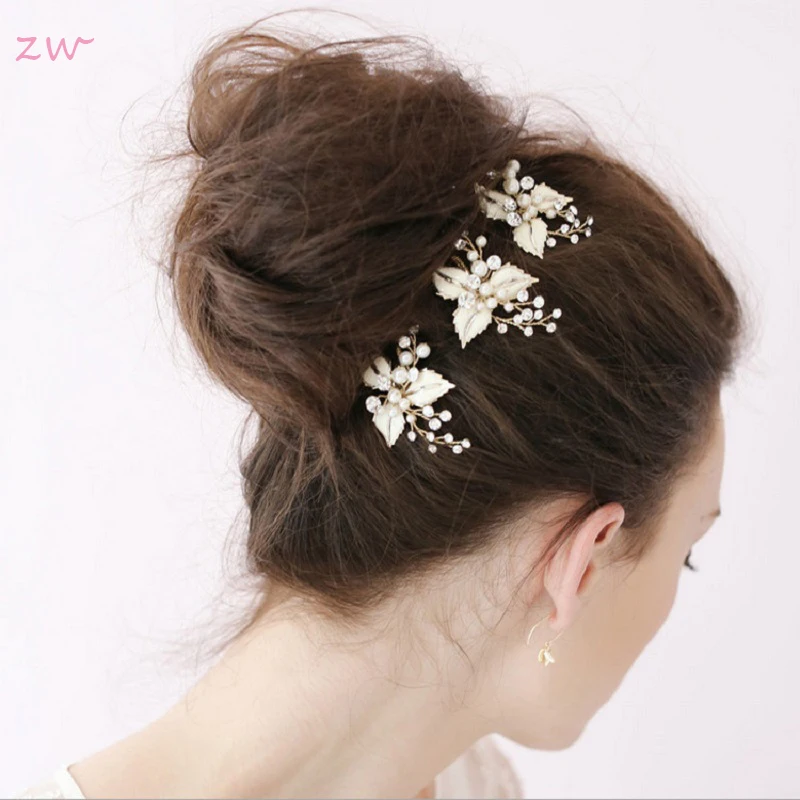

Festival Wedding Hair Accessories Bridal Hair Stick Floral Hairpin Beautiful Headdress Plait Hair Clip Vine Accessories 3C0055