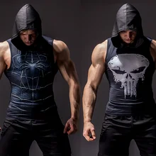 Супергерой 3D печати Бодибилдинг Стрингер на бретелях Мужская Высокая эластичность фитнес-жилет Мышцы ребята без рукавов жилет с капюшоном