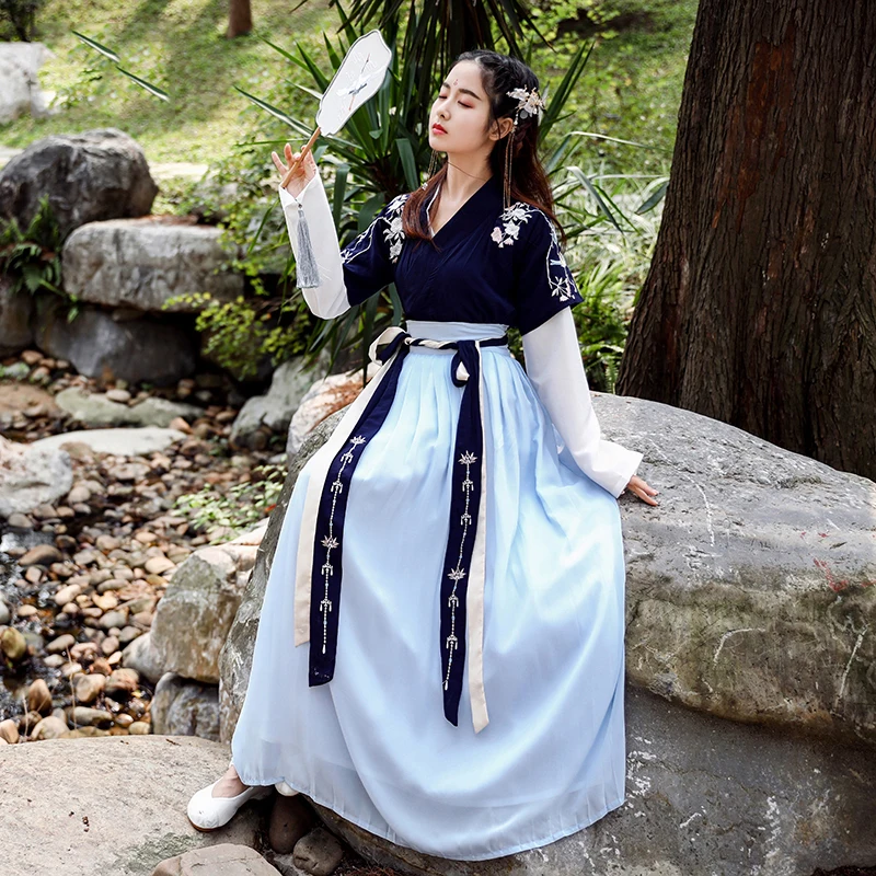 Hanfu женские улучшенные стильные Студенческие костюмы для косплея волшебный древний принцесса представление качели танцевальный костюм