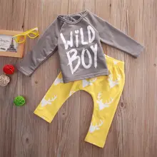 2pcs Newborn Toddler Infant Kids Baby Boy Clothes T-shirt Tops+Pants Outfits Set