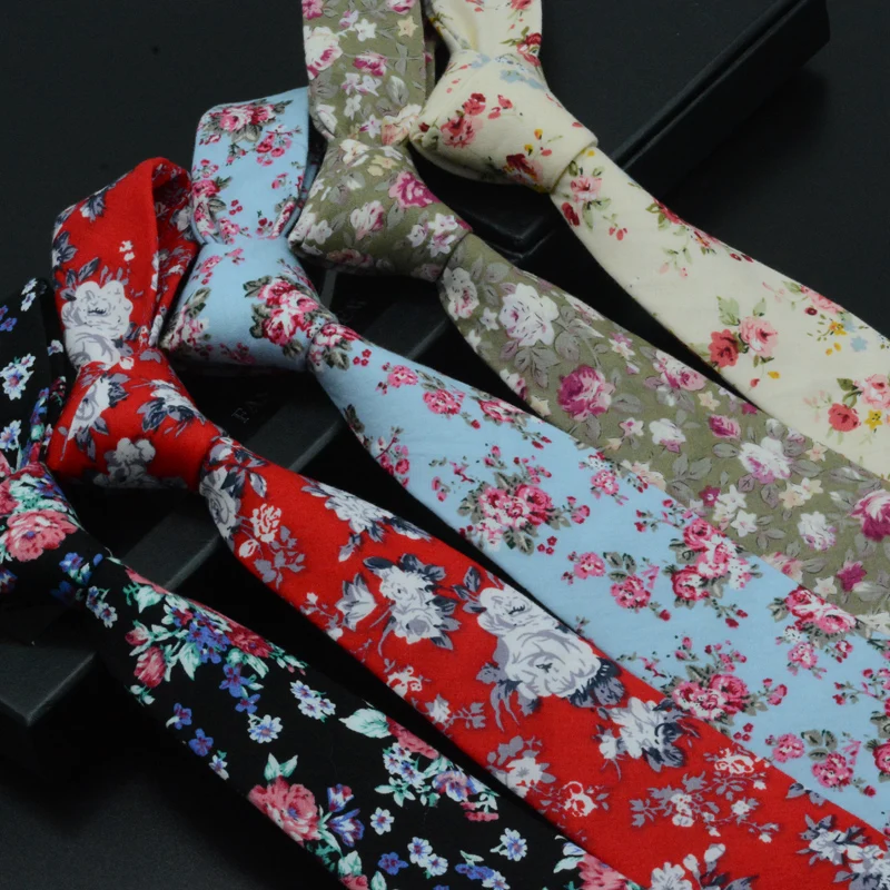 Хлопковый галстук с цветами, классический цветной галстук с цветочным узором, милый модный мужской узкий галстук, дизайнерские галстуки ручной работы