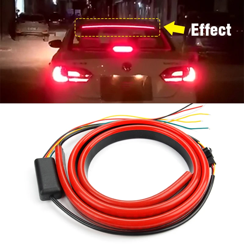 OKEEN 12V Гибкая Автомобильная дополнительная Тормозная Светодиодная лампа красная мигающая Светодиодная лента 103 см стоп сигнал светодиодный предупреждающий свет водонепроницаемый|Фара для авто в сборе| | АлиЭкспресс