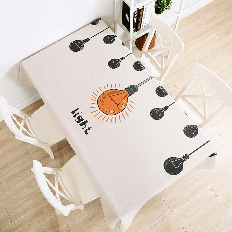 

Nordic Printed Light Bulb Pattern Hot Plain Tablecloth Cotton Linen Tablecloth Restaurant Party Home Decoration Table Cloth