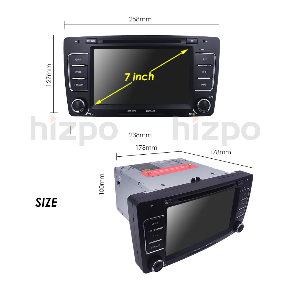 Top Two Din 7Inch Android 8.1 Car DVD Video Player For SKODA Octavia 2009-2013 CANBUS GPS Navigaiton Bluetooth Radio RDS WIFI SD DAB 32