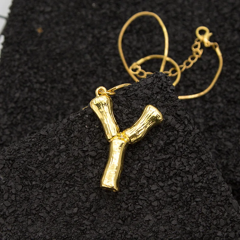 Оригинальное ожерелье с буквами для женщин, подвеска с большими буквами и ожерелье золотого цвета, Длинная женская Цепочка-ожерелье в стиле бохо, 24 алфавита, ювелирное изделие - Окраска металла: Y