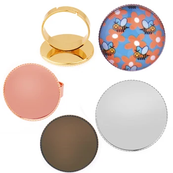 

Real Gold Plated Not-Easy-Fading Ring Base with Inner 12-20mm Setting Tray for Glass Cabochons/Bezel,50pcs/lot