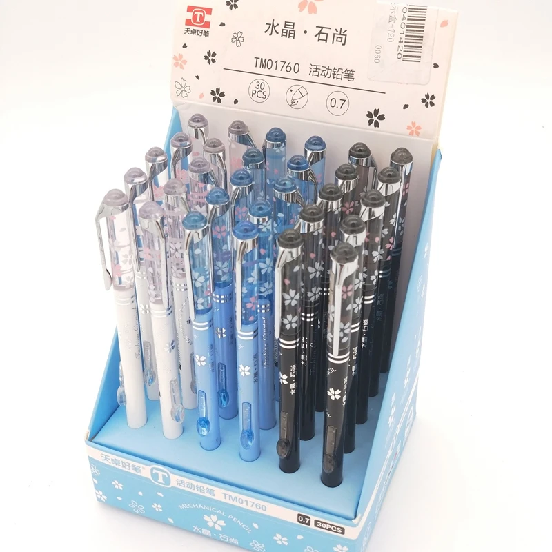 

3pcs/lot Cute Crystal Automatic Pencils Mechanical Pencil with Flowers Decoration for Kids Writing Drawing Office School Supply