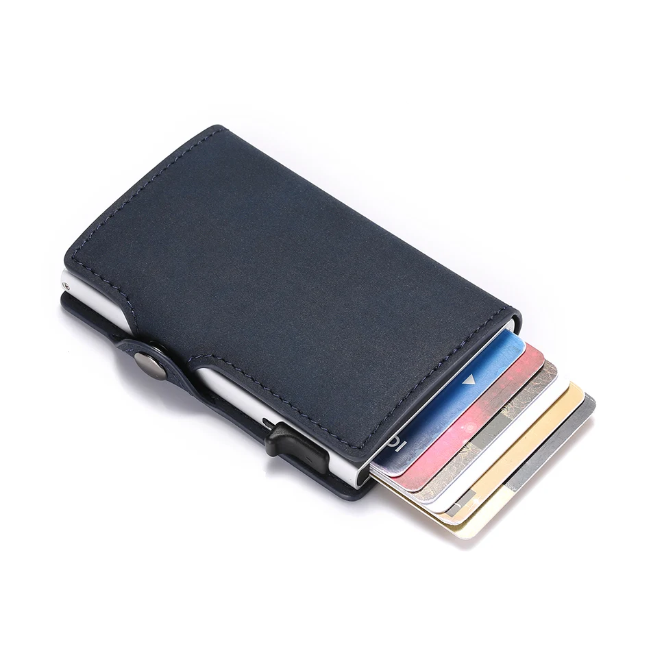 Rfid Carbon Fiber Leather Men Wallets Slim Thin Card Holder Wallets Money Bags Purse Black Small Mini Personalized Wallet Male