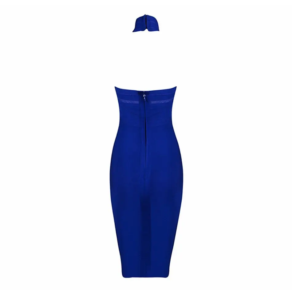 Новейшее летнее праздничное платье-повязка знаменитости женское синее без рукавов с открытыми плечами Сексуальное Вечернее Платье женское облегающее платье Vestidos