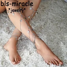 Bls-miracle, летний богемный стиль, ювелирное изделие для ног, панк, винтажная Серебряная монета в форме кисточки, ножной браслет, подарок для женщин, Пляжная A-53