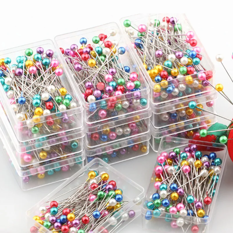 

100 pcs/lot DIY Tools Round Pearl Head Dressmaking Pins Weddings Corsage Florists Sewing Pin With Box Accessories