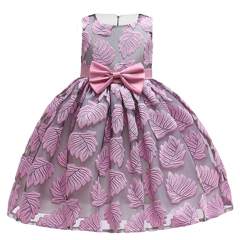 Kids-Dresses-For-Girls-Bowknot-Embroidery-Princess-Dress-2019-Summer-Flower-Girls-Wedding-Dress-Children-Evening