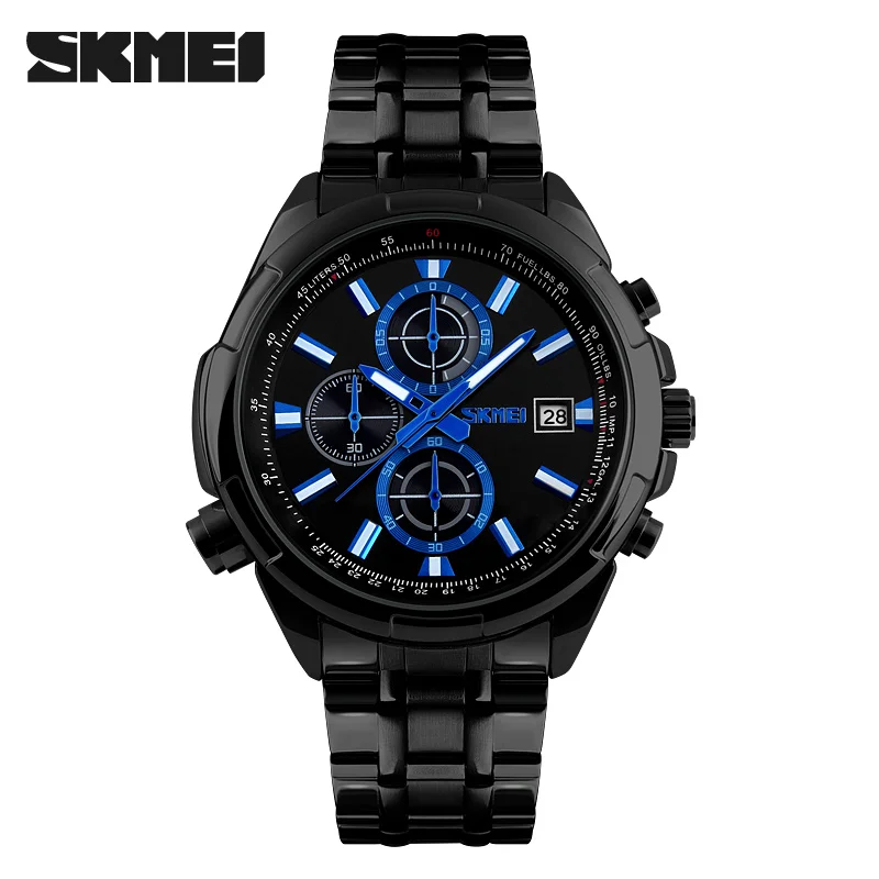 Fashion Quartz Watches Men Stainless Steel Analog Date Stopwatch Waterproof Business Quartz Watch Man clock