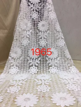 

2018New Design African Lace Fabric Guipure Lace White French Net Laces Fabric With Sequins High Quality African Swiss Voile Lace