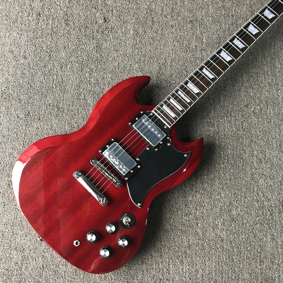 

New high quality custom handmade electric guitar, Transparent red electric guitar with rosewood fingerboard, free shipping