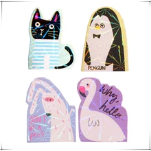 8 шт./компл. двухсторонняя Закладка на магните Пингвин Лебедь кролик черный Кот модные Закладки Лазерная Закладка