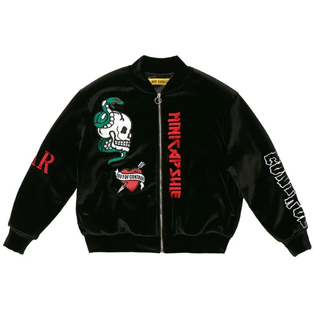 US $29.56 Kpop Velvet Embroidery Padded Hoodie Coat Varsity Top Quality Black Jacket Outwear