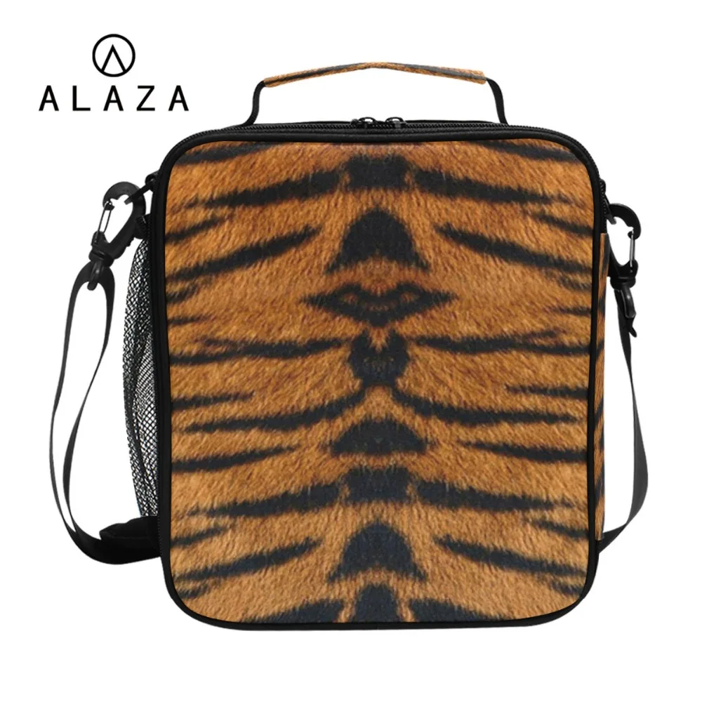 

ALAZA 2019 Food Fresh Keep Lunch Cooler Bag Tiger Stripes Printing Waterproof Picnic Travel Storage Thermal Insulated Lunch Bags