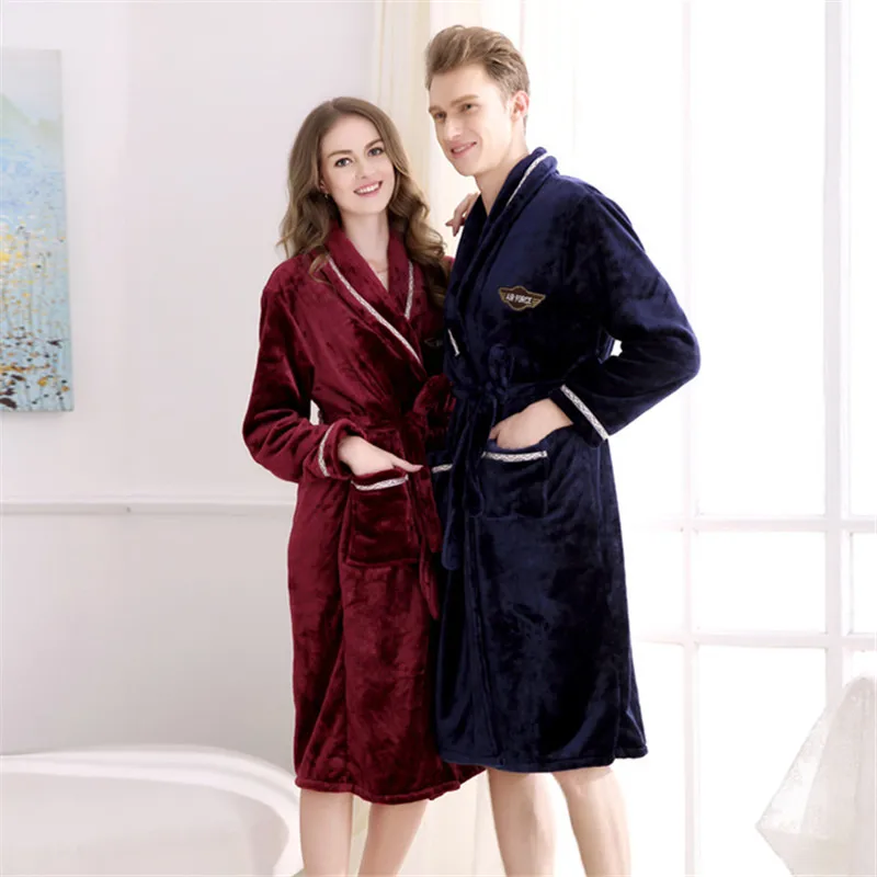 Hight Quality Winter Robe Men Women Flannel Bath Robes L XL XXL