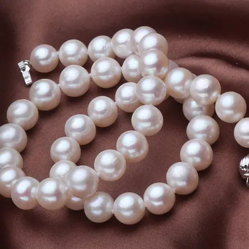 

AZR3W4 GT5 >>>>>>s312 charm 9-10mm top AAA++ white freshwater perfect round pearl necklace