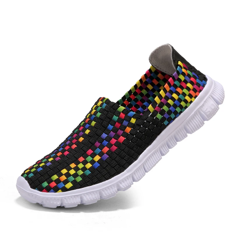 Big Size 35-44 Yards Woven Mesh Women Shoes Round Head Breathable Soft Flats Slip-On Footwear Lightweight Outdoor Casual Shoes (11)
