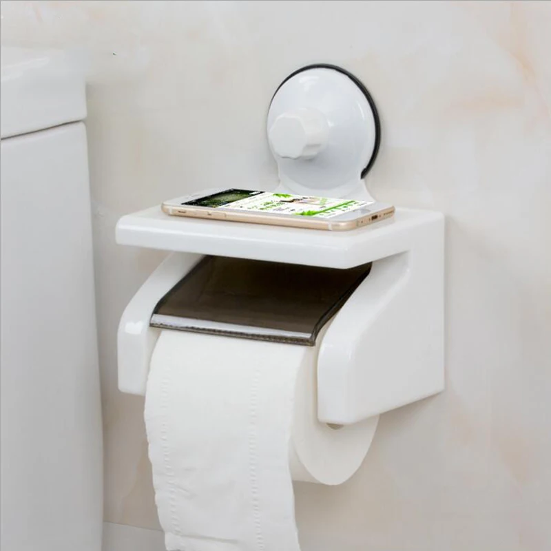 Portable White Plastic Kitchen Toilet Strong Suction Cup Paper Holders