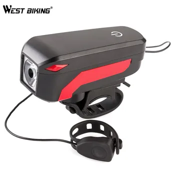 

WEST BIKING Bicycle Light Full Waterproof 140 dB Horn Lamp Touch Screen Switch Bike USB Rechargeable Flashlight Cycling Light