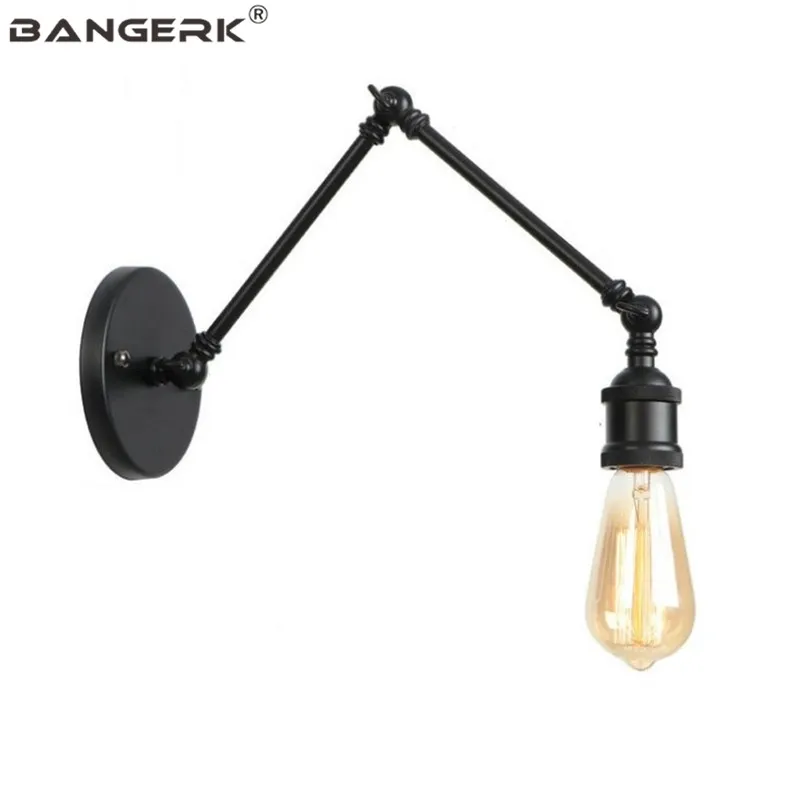Buy American Industrial Vintage Adjust LED Wall Lamp Loft Long Arm Edison Sconce Wall Lights Bedroom Iron Home Decor Lighting