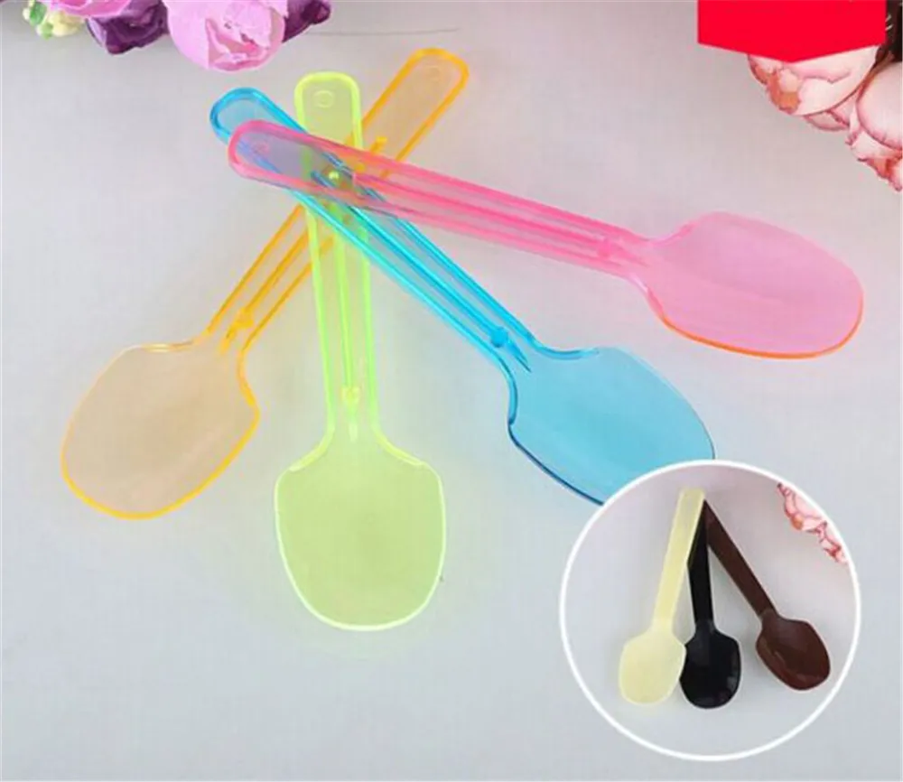 50pcs Colorful Plastic Disposable Spoons Ice Cream Dessert Party Tiny