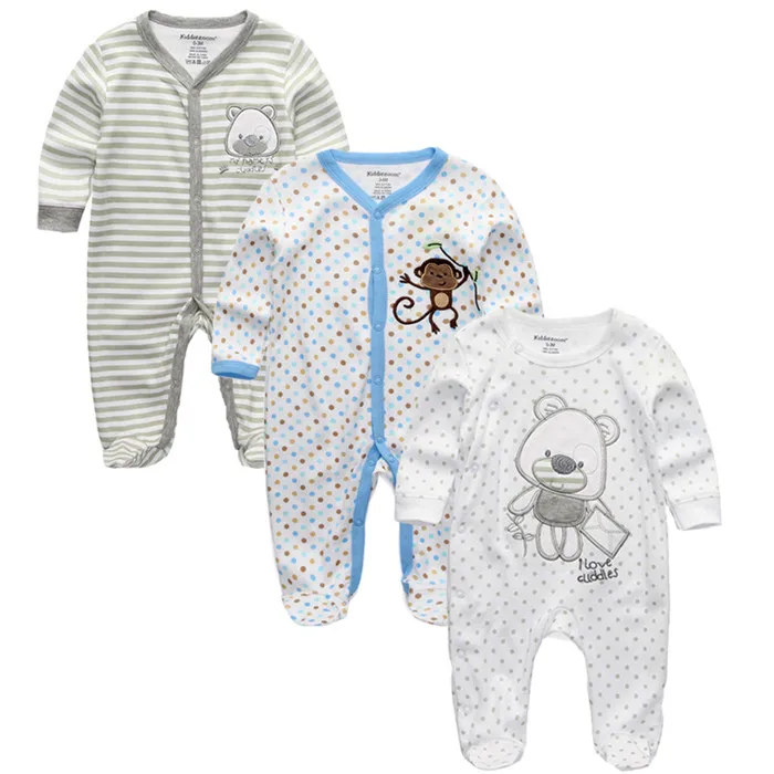 Осенние костюмы унисекс для новорожденных и малышей 3, 6, 9, 12 месяцев, пижамы одежда для малышей хлопковый комбинезон с рисунком для мальчиков и девочек, комплект одежды - Цвет: 3001