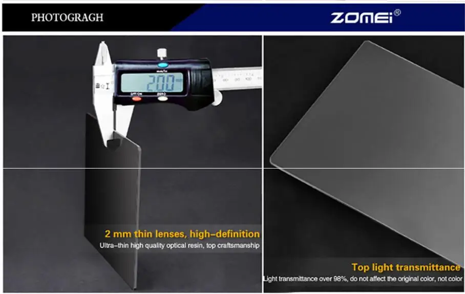 Zomei 150*100 мм GND ND2 ND4 ND8 ND16 набор УФ-фильтров с нейтральной плотностью квадратный фильтр + держатель фильтра 16 шт. случае переходное кольцо 67 мм 72