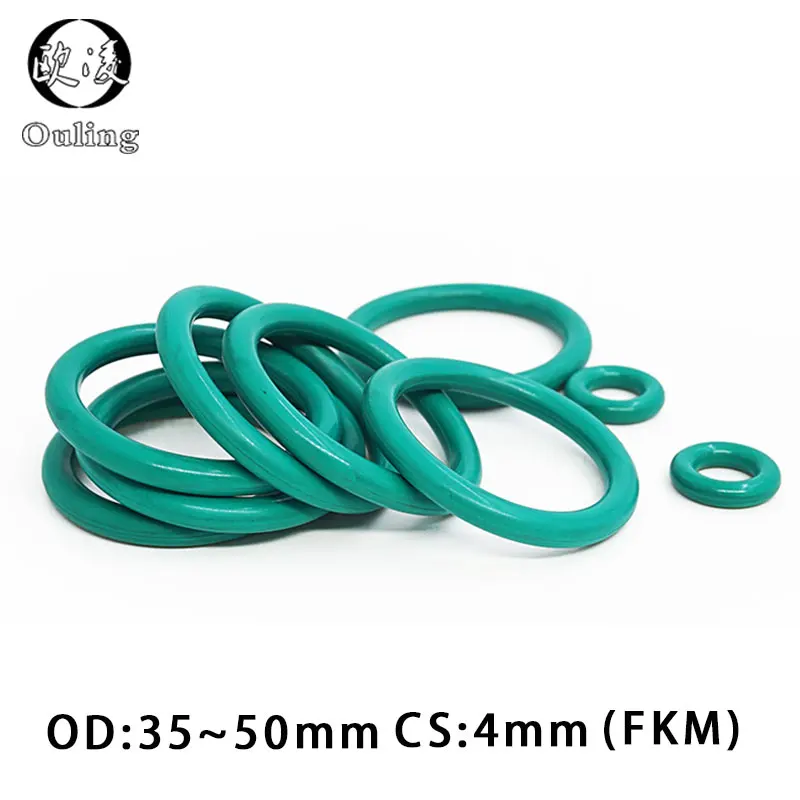 

5PCS/lot Rubber Ring Green FKM O ring Seal 4mm Thickness OD35/36/38/40/42/44/45/46/48/50mm Rubber O-Ring Seal Gasket Ring Washer