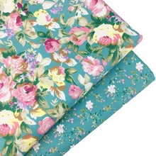 Синий цветочный хлопок ткань по метру для Diy Tissus Telas швейная Лоскутная Детская домашняя Ткань Тильда стеганая кукольная ткань Syunss